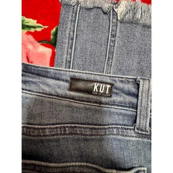 KUT High Rise Flare Jeans Women’s 4 Gray Raw Hem Soft Grunge - Picture 14 of 16